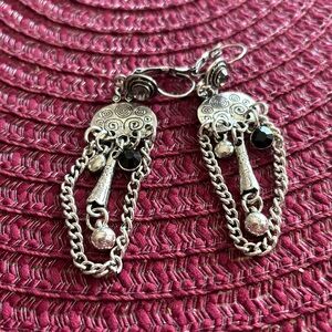 Silver tone dangle earrings